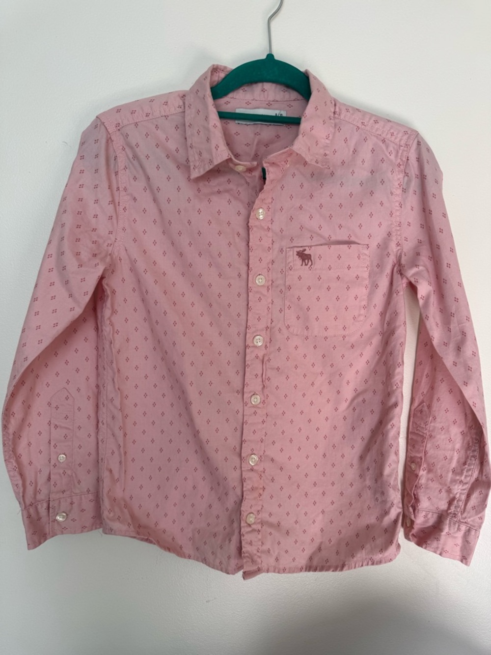 abercrombie kids Light Pink Diamond-Print Button Shirt